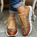Freya - Sneakers med leopardprint og blød, tyk sål