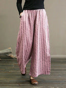 Liora – Plus size højtaljede stribede bukser med brede ben