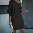 Alana - Glitrende off-shoulder kjole med sequin-detaljer