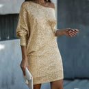 Alana - Glitrende off-shoulder kjole med sequin-detaljer