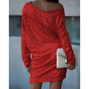 Alana - Glitrende off-shoulder kjole med sequin-detaljer