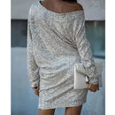 Alana - Glitrende off-shoulder kjole med sequin-detaljer