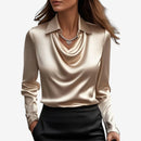 Damebluse med Drapehals og Slim Fit