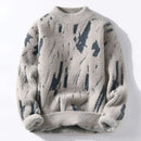 Stilfuld, printet sweater med lange ærmer og rund