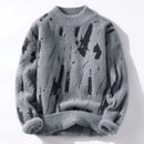 Stilfuld, printet sweater med lange ærmer og rund