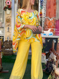SpringBreeze - Farverigt chiffon sæt i to dele