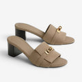 Dame Sandaler med Firkantet Hæl og Slip-On Design