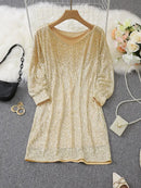 Alana - Glitrende off-shoulder kjole med sequin-detaljer