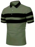 Dani stribet poloshirt med flapkrave og korte ærmer