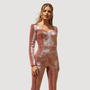 Grace – Jumpsuit med store ben med lange ærmer og talje med bælte