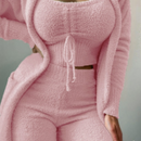 Luisa - 3-delt fleece loungewear sæt med lang cardigan
