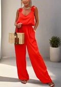 Ærmeløs Serena jumpsuit med vide ben og åben ryg