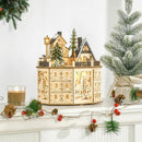 NordicHaven - Julekalender i træ med husdesign og LED-lys