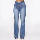 Ava - Moderne højtaljede jeans med knapper foran og slim