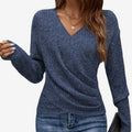 Dame Sweatshirt med V-hals og Kryds Design