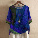 Dame Oversized Bluse med Motiveret Print