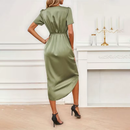 Kvindernes Twist Front V-Hals Midi Kjole