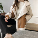 Dame Oversized Lang Jakke med Lynlås og Lomme Detaljer