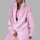 Dame Oversized Hoodie med Lynlås og Matchende Bukser
