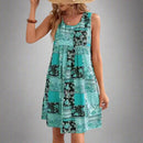 Dame Mini Kjole med Patchwork Print og Brede Stropper