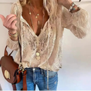 Dame Langærmet Boheme Bluse med V-Hals