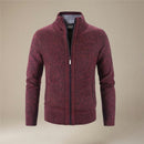 Langærmet cardigan med lynlås i slim fit