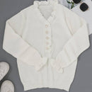 Dame Bluse med Flæsefront og Dekorative Knapper