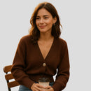 Stella - Slim fit cardigan med dyb V-hals Lange ærmer og