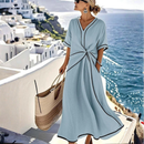 Dame V-Hals Maxi Kjole med Twist Front