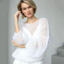 Lana – Oversized V-hals sweater med ballonærmer