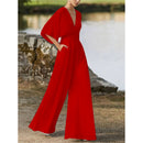 Amy jumpsuit med vide ben og V-hals