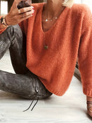 Uma - Dyb V-hals sweater med lange ærmer