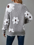 Clara - Blomstret sweater med V-hals og lange ærmer
