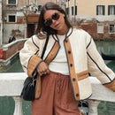 Isabella - Dame kort vatteret jakke med colour blocking