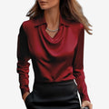 Damebluse med Drapehals og Slim Fit