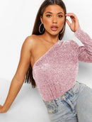 Mia - Dame en-skulder top med pailletter