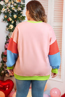 Victoria plus size patchwork sweater med farveblok