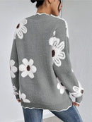 Clara - Blomstret sweater med V-hals og lange ærmer
