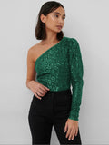 Mia - Dame en-skulder top med pailletter