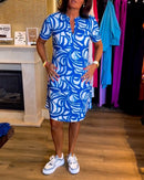 Betty Print kortærmet kjole med lommer
