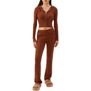 Selene – Cropped hættelynlåstop + slim fit bukser sæt