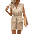 Angelika - Afslappet jumpsuit med V-hals, elastisk talje og