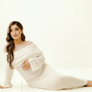 Dame graviditetsmaxikjole med off-shoulder