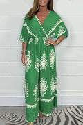 ChicEase - Trykt bomuld jumpsuit med krydsfront