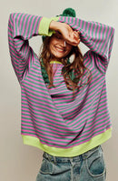 Sophia - Overdimensioneret stribet sweater med rund hals og