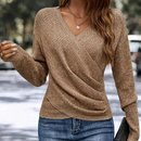 Dame Sweatshirt med V-hals og Kryds Design