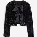 Anaya elegant cropped top med lange ærmer og sløjfedetaljer
