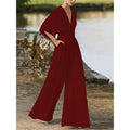 Amy jumpsuit med vide ben og V-hals