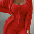 Luisa - 3-delt fleece loungewear sæt med lang cardigan