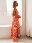 Olivia - Blomstret splittkjole